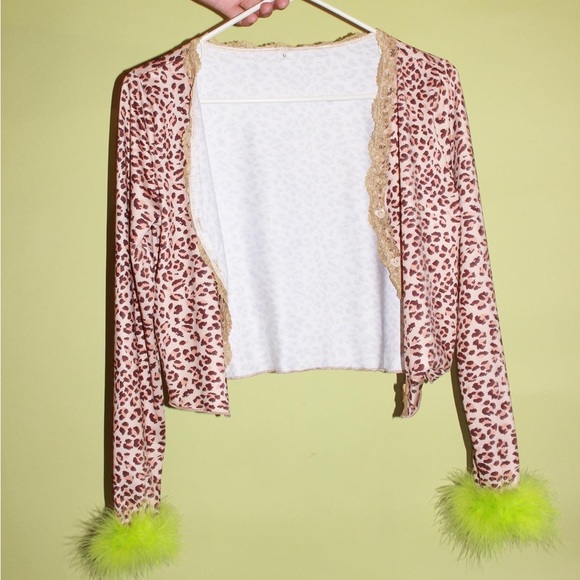 Sweaters - Cheetah print rework cardigan